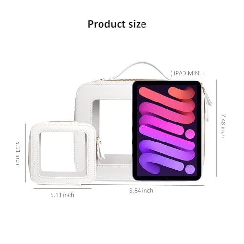 LETGO Clear Makeup Bags Set - TSA Approved Toiletry Bag with Handle Large Opening, Clear Toiletry Bags Case Pouch for Traveling Travel Car Orangizer Storage Essentials (Mini+Large White)