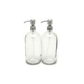 Vivaplex, 2, Large, 32 oz, Empty, Clear Glass Bottles with Stainless Steel, Lotion Pumps
