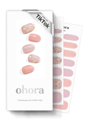 ohora Semi Cured Gel Nail Strips - N Lazy Sunday Pink Patterned Set