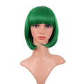 MapofBeauty 12" Green Short Bob Wig with Flat Bangs