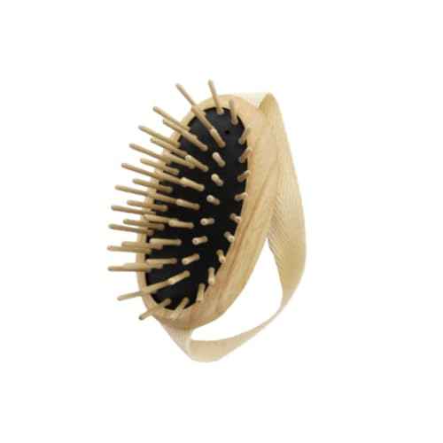 TEK ? Scalp Massage Brush with Strap in Ash Wood Handmade in Italy ? Stimulates Hair Growth, Ideal for Shampoo and Anti-Hair Loss Lotions ? 8.5 x 5 cm ? Vegan and Sustainable