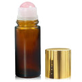 Rose Quartz Roller Bottles 50ml - Amber Glass Essential Oil Bottles
