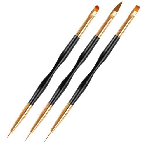 Nail Art Brushes 3PCS Nail Brush Set with Gel Polish Pens and Liner Brush for Home and Professional Salon Use