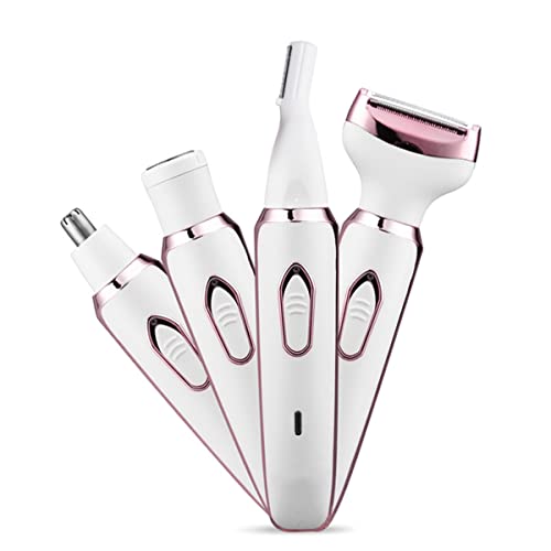 Bikini Trimmer for Women, Electric Razor Hair Shaver for Face Nose Eyebrow Beard Mustache Arm Leg Armpit Bikini, Replaceable Lady Facial Razor, Painless Rechargeable 4 in 1 Women Body Shaver for Trip