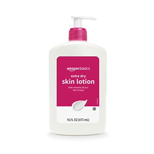 Amazon Basics Body Lotion for Dry Skin 16 fl oz with Vitamins B5 & E, Non-Greasy, Pack of 1