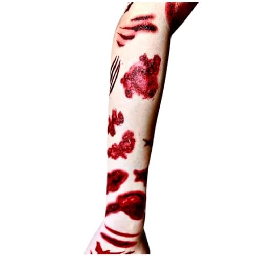 Halloween Scar Temporary Tattoos, 3D Waterproof Prank Zombie Party Temporary Tattoo Sticker, Realistic Simulation Blood Wound Stitch Tattoo Sticker (Halloween Scar T Series 20PC)