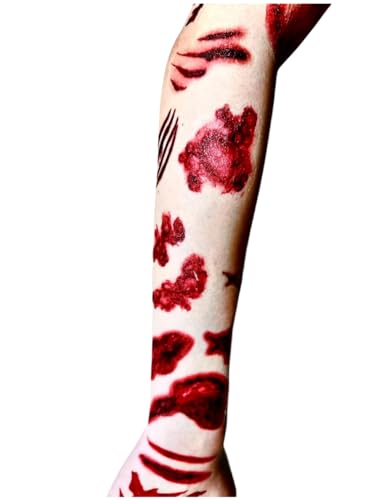 Halloween Scar Temporary Tattoos, 3D Waterproof Zombie Wound Stickers (30 Pack)