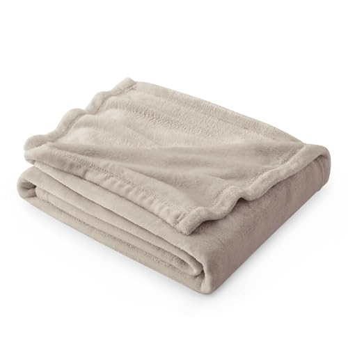 Bedsure Fleece Throw Blanket for Couch Oxford Tan - Lightweight Plush Fuzzy Cozy Soft Blankets and Throws for Sofa, 50x60 inches