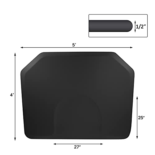 Artist hand 4 ft. x 5 ft. Barber Chair Mat Salon & Barber Shop Chair Anti-Fatigue Mats Comfort Salon Chair Mat,Black Hexagon - 1/2 in. Thick