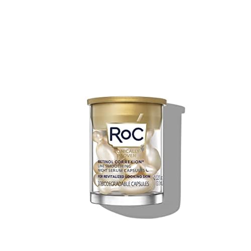 RoC Retinol Correxion Line Smoothing Night Serum Capsules, Daily Anti-Aging Skin Care Treatment for Fine Lines, Dark Spots, Acne Scars, 10 Count (Pack of 2)