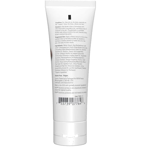 NOW Solutions, Shea Butter Lotion, Intense Moisture for Extremely Dry Rough Skin, 4-Ounce (Pack of 2)