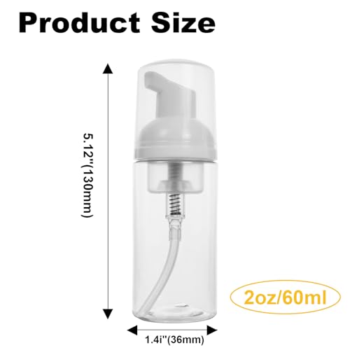 2oz Travel Foam Pump Bottles, 4-Pack Refillable Dispenser