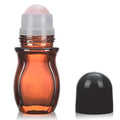 1oz Amber Glass Roll-On Bottles with Crystal Roller Ball