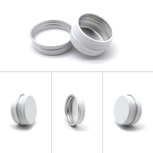 30 pack 5 ml White Lip Balm Tin Cans, 5g Mini Aluminum Makeup Sample Containers with Screw Lid, Empty Metal Tins Pot Storage Travel Jars for Cosmetic, Cream, Candle, Tea, 5 Gram Small Tins