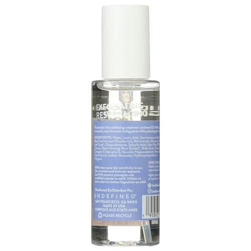 Undefined R&R Exfoliator ? 10% Acid Chemical Exfoliator Mist to Smooth, Resurface and Unclog Pores with Lactic Acid, Salicylic Acid, Niacinamide, Ginseng 3.3oz
