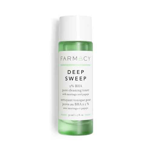 Farmacy 2% Salicylic Acid Toner for Face - Deep Sweep Gentle BHA Exfoliant for Oily Skin - Refines Texture with Papaya Enzymes & Moringa Water for a Healthy-Looking Complexion (50ml)