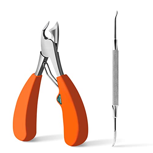 MR.GREEN Toenail Clipper Stainless Steel Ingrown Nail Cutter Good at Cutting Thick and Hard Nails Pedicure Tools (Orange+Nail Remover)