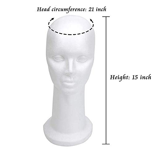 15" Foam Mannequin Head Display Stand for Wigs & Hats