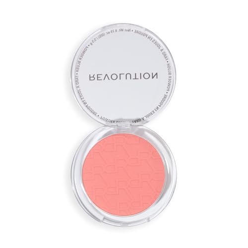 Revolution, Blusher Reloaded, Talc-Free Powder Blush with Matte Finish for Cheeks, Rich Pigment & Buildable, Vegan & Cruelty-Free, Peach Bliss