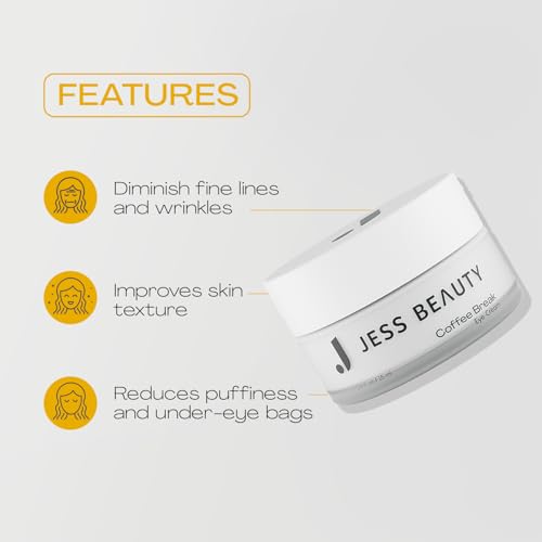 JESS BEAUTY | Coffee Break Eye Cream with 1% Caffeine, Squalane and Panthenol I Beauty and Self Care - Korean Beauty Eye Contour 0.5 fl. oz