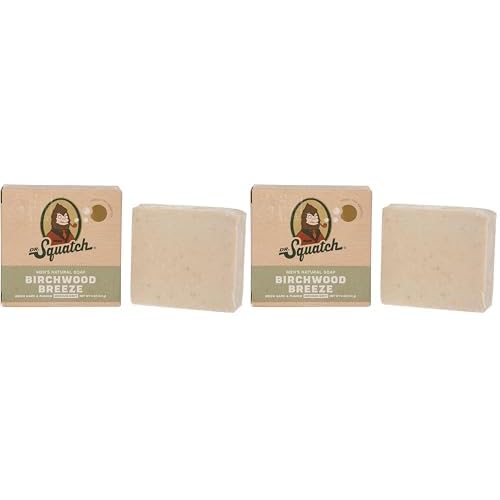 Dr. Squatch All Natural Bar Soap for Men with Medium Grit - Birchwood Breeze 5 Ounce (Pack of 1)