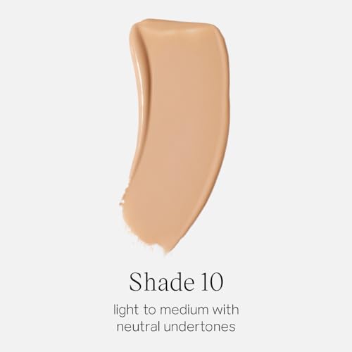 Saie Glowy Super Skin Tint Liquid Foundation - Weightless + Dewy Foundation with Lightweight Medium Coverage - Hydrating Face Makeup + Skin Care Serum Hybrid with Hyaluronic Acid - Shade 10 (1.01 oz)
