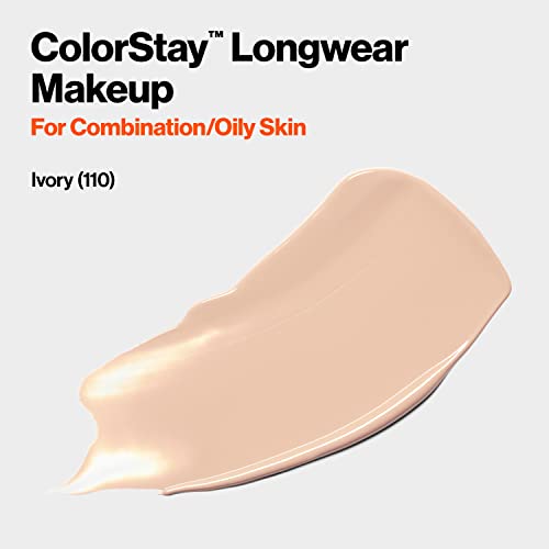 Revlon Liquid Foundation, ColorStay Face Makeup for Combination & Oily Skin, SPF 15, Medium-Full Coverage with Matte Finish, Shell (285), 1.0 oz