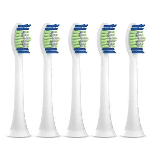 REACH SmileSonic Pro Essential Clean Replacement Toothbrush Brush Heads, Compatible with Philips Sonicare Click-On Power Toothbrushes, Replace-Me Bristles, 5 Count