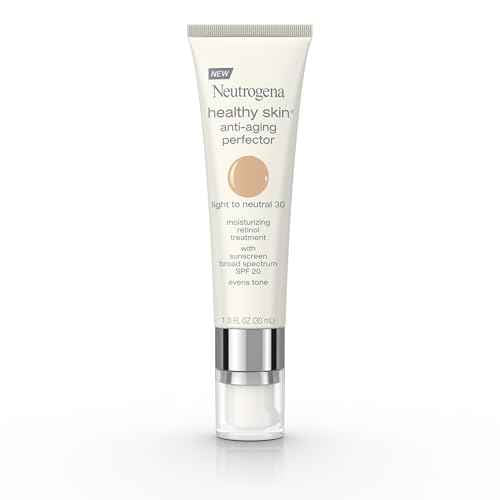 Neutrogena Retinol Treatment & Tinted Facial Moisturizer, Healthy Skin Anti-Aging Perfector, Broad Spectrum SPF 20 Sunscreen & Titanium Dioxide, Blendable Sheer Coverage, 30 Light to Neutral, 1 fl. Oz
