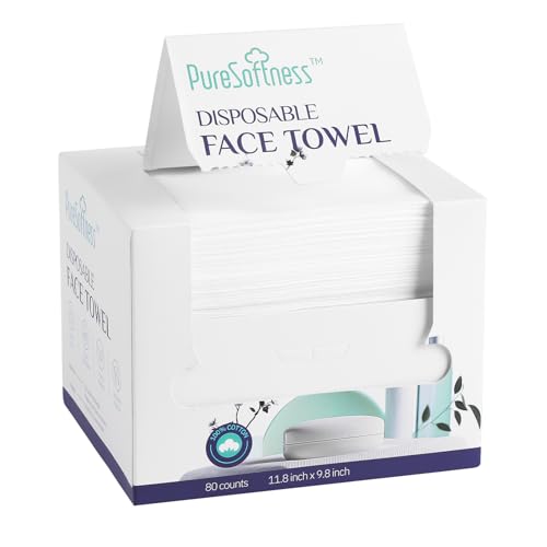 Disposable Face Towel, Clean Towel, Extra Large 12" x 10", Soft Dry Wipe Face Wash, Makeup Remover, Biodegradable Towelette for Sensitive Skin 320 Count (4 Pack)