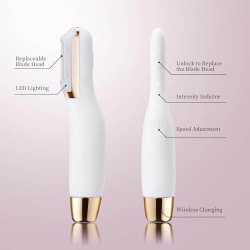 Sonic Dermaplaning Tool - Electric Facial Hair Remover with 8 Blades