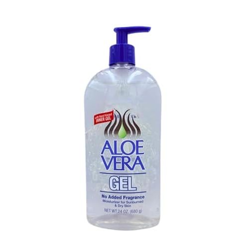 Aloe Vera Gel, 24 oz, pack 3 ? Pure, Stabilized Aloe Vera Gel for Face, Hair & Body ? Soothing Sunburn Relief, Hydration & Skin Repair ? No Added Colors or Fragrances