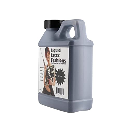 Black 8 Oz - Liquid Latex Body Paint, Ammonia Free No Odor, Easy On and Off, Cosplay Makeup, Creates Professional Monster, Zombie Arts