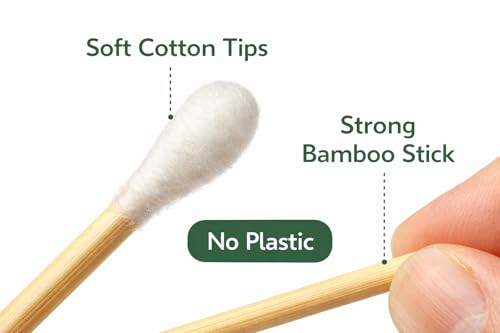 MAHITOI Eco Bamboo Cotton Swabs - 500 Biodegradable Double Tipped