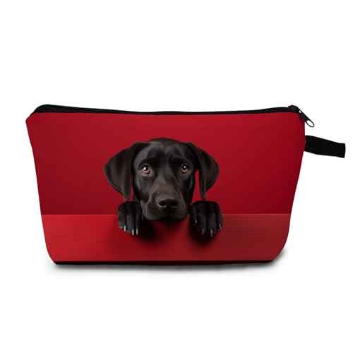 Black Labrador Makeup Bag for Women Travel Cosmetic Organizer Bag Teacher Appreciation Gifts Small Zipper Toiletry Bag Dog Gifts for Dog Lovers