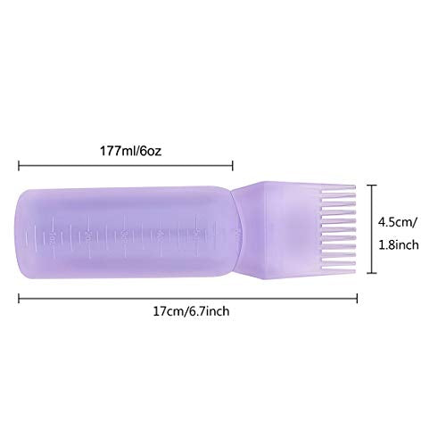 Yebeauty Root Comb Applicator Bottle Brush with Graduated Scale for Hair Dye , 2 Pack 6 Ounce Purple