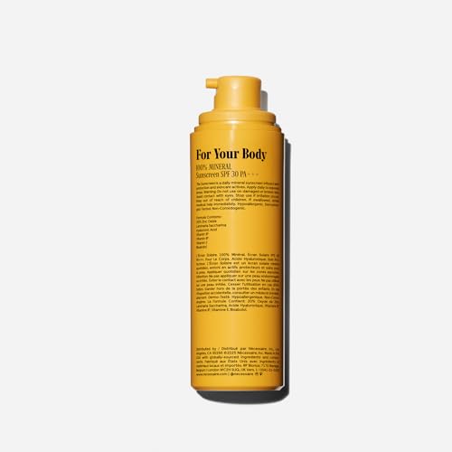 N?cessaire The Mineral Sunscreen SPF 30 PA+++. For The Body. Broad Spectrum. Zinc Oxide, Hyaluronic Acid, Niacinamide. Hydrate. Protect Against Sun Damage + Premature Aging. Dermatologist-Tested 5.1oz