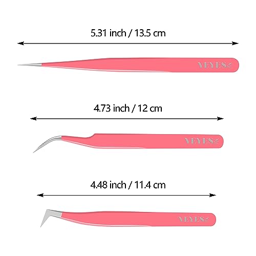 Lash Extension Tweezers Kit - 3pc Set with Isolation & Volume Tools