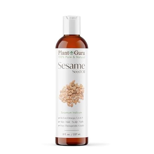 Sesame Seed Oil 8 fl. oz. ? Cold Pressed, 100% Pure & Natural Carrier for Skin, Face, Body, Hair, and Cooking. Great for DIY Creams, Lotions, and Lip Balms.
