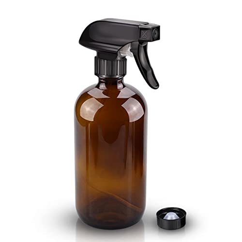 16 oz Amber Glass Spray Bottle with Adjustable Nozzle
