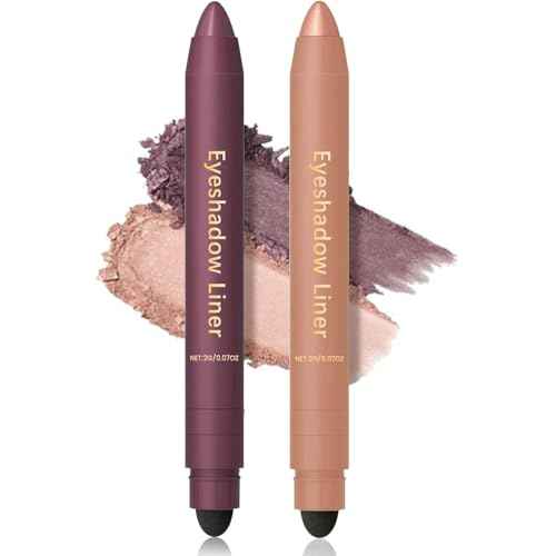 Shadow Liner 2in 1 Eyeliner Eyeshadow, Shadow Liner Duo Plum, Eyeliner + Eyeshadow, Waterproof, Smooth, Long-Lasting & Smudge-Proof Wear,Easy to Color£¨Champagne+Purple£©