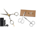 ONTAKI 3 Scissors pack - 1 Japanese Steel Beard & Mustache Scissors With Comb - 2 Facial Grooming Nose Hair Scissors - 1 Curved Blade Tip & 1 Safety Blunt Rounded Tip