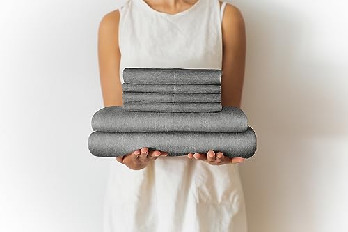 Twin 4 Piece Sheet Set - Breathable & Cooling Bed Sheets - Hotel Luxury Bed Sheets for Women, Men, Kids & Teens - Bedding w/ Deep Pockets & Easy Fit - Soft & Wrinkle Free - Twin Heathered Grey Sheets