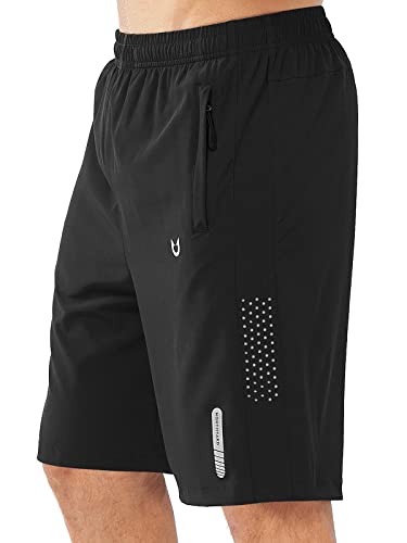 NORTHYARD Men's Athletic Running Shorts Quick Dry Workout Shorts 7"/ 5"/ 9" Lightweight Sports Gym Basketball Shorts Hiking Exercise Black-9inch S