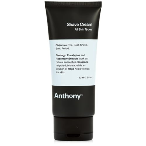 Anthony Shaving Cream Mens Sensitive Skin: Squalane, Eucalyptus, Spearmint and Rosemary Extracts, Help Soothe, Refresh, Cool, and Condition Your Skin for Shave 3 Fl Oz