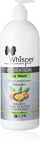 Whisper Whip-Leave in, Co-Wash Moisturizer & Detangler, and Deep Conditioner, Sulfate Free, 100% Keratin Based, For all hair types 32 oz. bonus size