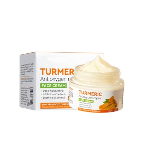 Turmeric Face Cream, Anti-Aging Facial Cream, Turmeric Face Cream with Vitamin C for Hydrating, Firming, Tightening Skin, Natural Turmeric Face Repair Cream for Normal, Dry, Oily & Combination Skin