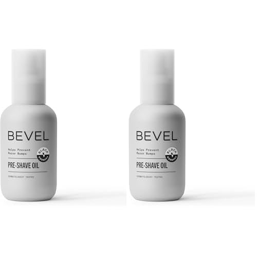 Bevel Pre Shave Oil for Men with Castor Oil,Olive-Oil and Tea Tree-Oil,Helps Soften Hair and Protect Skin from Irritation-and Razor Burn,2 Fl Oz,(Pack of 2)