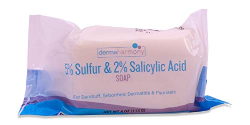 DermaHarmony 5% Sulfur 2% Salicylic Acid Bar Soap 4 oz – Crafted for those with Seborrehic Dermatitis, Dandruff, and Psoriasis (1 Bar)