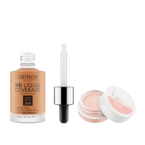 Catrice | HD Liquid Coverage Foundation 05 & Under Eye Brightener 10 Light Rose | Full Coverage Makeup | Vegan & Cruelty Free